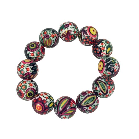 Handmade Floral Beaded Bracelet With Vibrant Multicolor Design - Picture 1 of 5